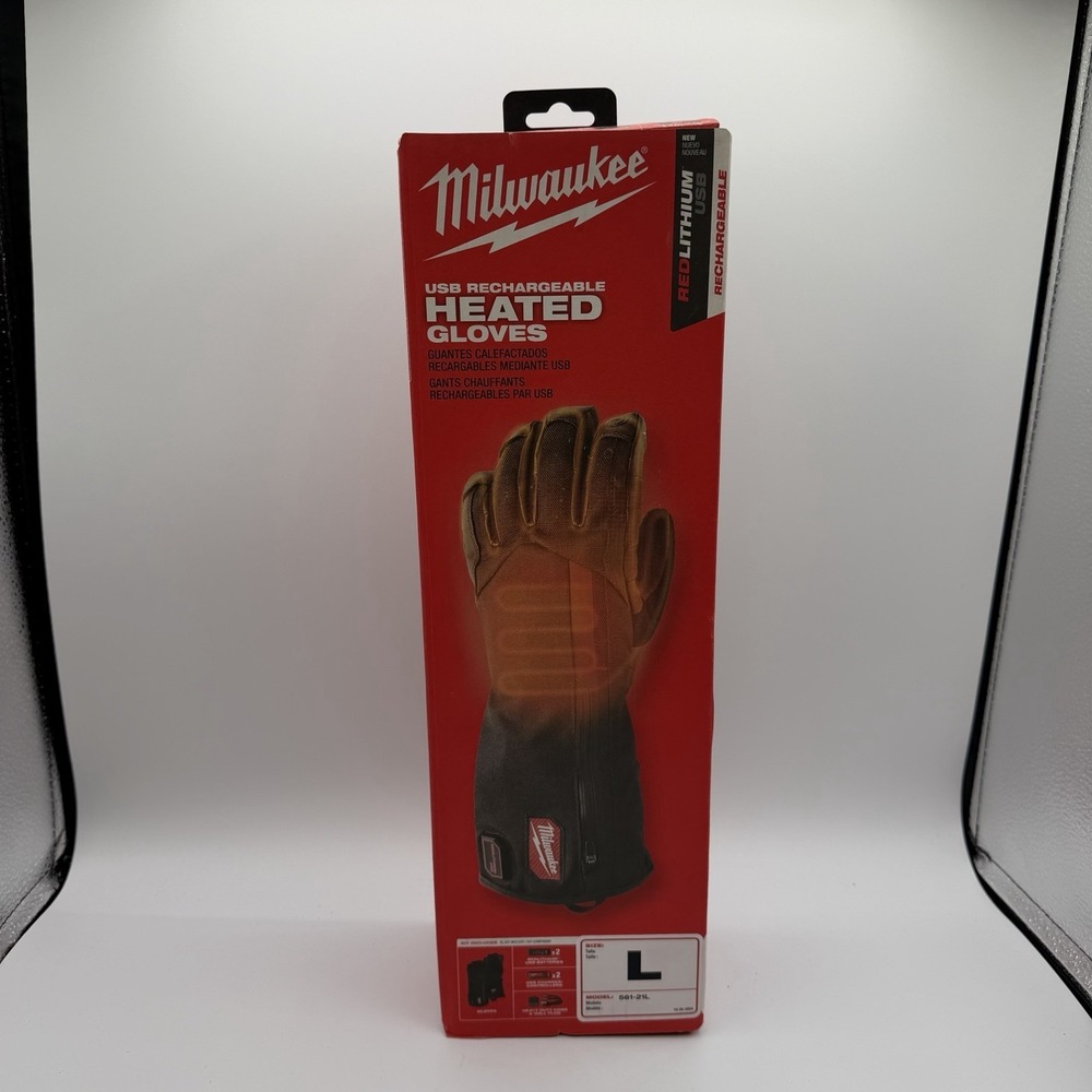 Milwaukee Heated Gloves Size L Black USB Rechargeable 561-21L - New Open Box